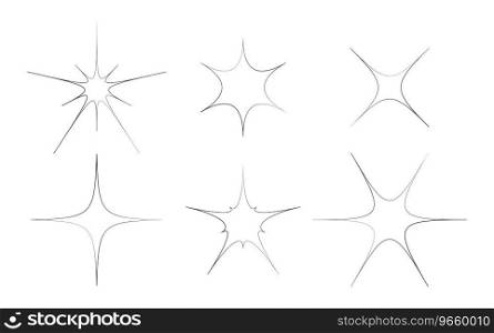 Vector collection of contour black and white flares. Flashes and glitter for comics.