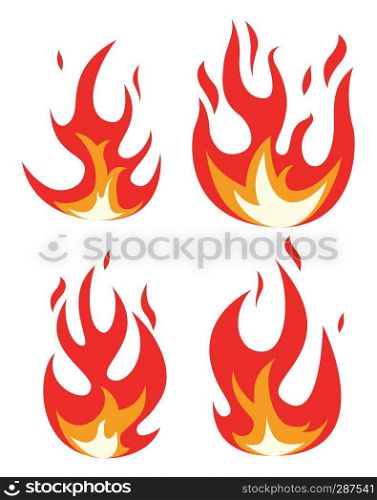 vector collection of fire icons. bonfire flame drawing design isolated on white background. colorful fire flame symbols