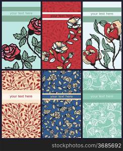 vector collection of floral cards
