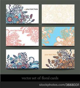 vector collection of floral cards and backgrounds with hand drawn flowers