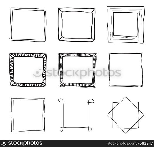 vector collection of frame borders. thin line frames. decorative border backgrounds. black and white style