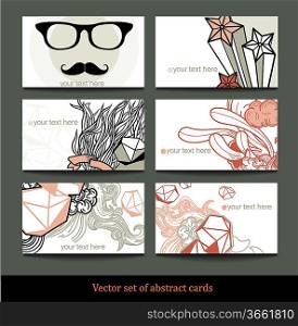 vector collection of hand-drawn cards with abstract doodles