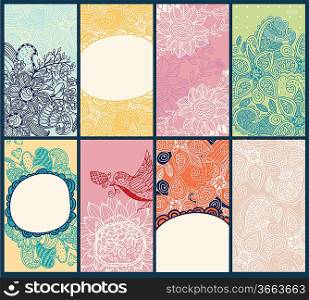 vector collection of hand drawn floral cards