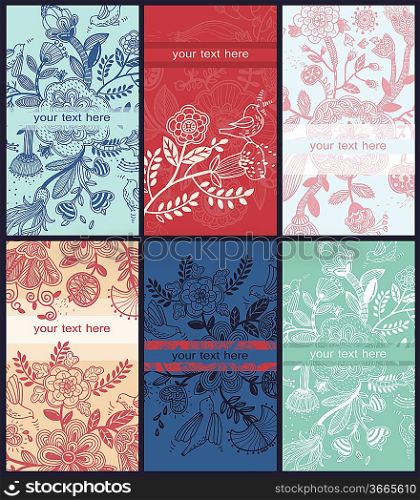 vector collection of hand drawn floral cards