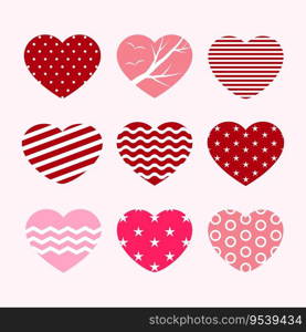 Vector collection of hearts, a symbol of love. Creative design concept.