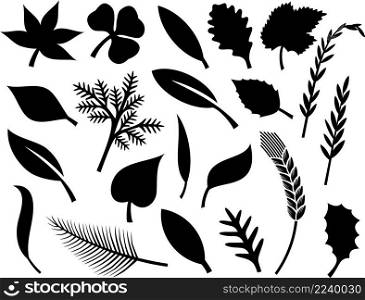 Vector collection of leaf silhouettes 