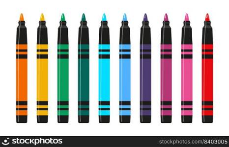 vector collection of marker pens isolated on white background. colorful school education tools. group of marker pen icons. eps10 illustration