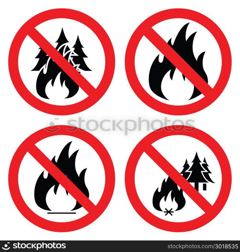 vector collection of no forest fire icons