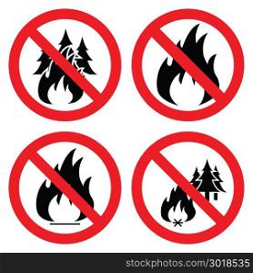 vector collection of no forest fire icons