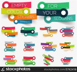 Vector collection of paper sticker banners - empty sticky line compositions set for your keywords and slogans