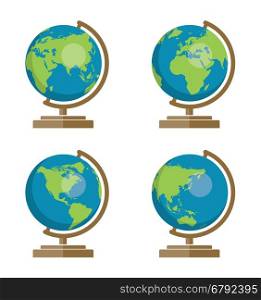 vector collection of school earth globes icons for geography illustration