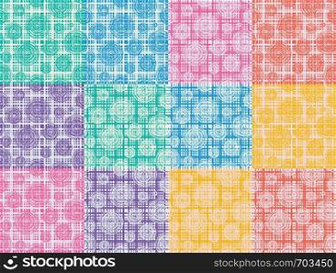 vector collection of seamless background patterns of abstract round line circles and crossed straight lines