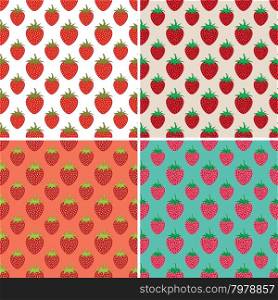 vector collection of seamless repeating strawberry patterns
