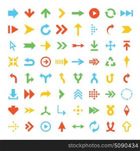 Vector collection of simplistic colorful arrow icons.