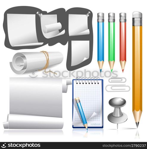 Vector collection of various white note papers