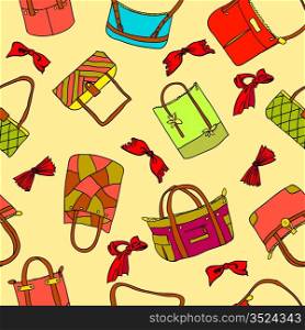 vector collection of woman&acute;s accessories. Seamless wallpaper.