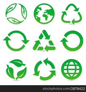 vector collection with recycle signs and symbols