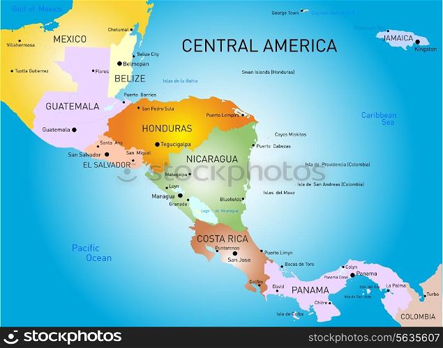 Vector color central america map