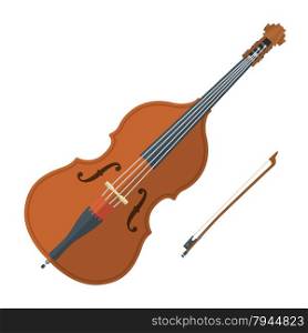 vector color flat design double bass bow illustration white background &#xA;