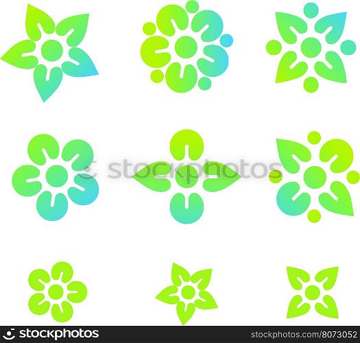 vector color flower and sun icon logo vector ,healthy products
