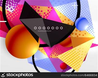 Vector color geometric abstract composition, triangular and polygonal design elements, digital background. Vector color geometric abstract composition, triangular and polygonal design elements, digital techno background