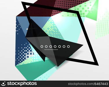 Vector color geometric abstract composition, triangular and polygonal design elements, digital background. Vector color geometric abstract composition, triangular and polygonal design elements, digital techno background