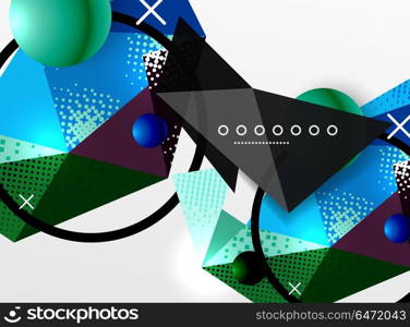 Vector color geometric abstract composition, triangular and polygonal design elements, digital background. Vector color geometric abstract composition, triangular and polygonal design elements, digital techno background