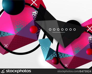 Vector color geometric abstract composition, triangular and polygonal design elements, digital background. Vector color geometric abstract composition, triangular and polygonal design elements, digital techno background