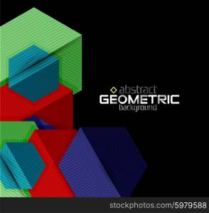 Vector color geometric shapes on black background. Vector color geometric shapes on black background. Illustration