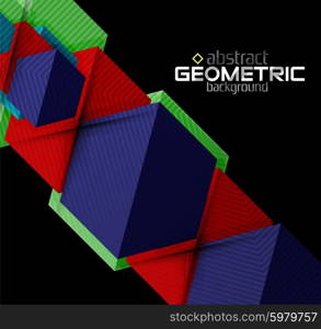 Vector color geometric shapes on black background. Vector color geometric shapes on black background. Illustration