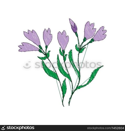 Vector color illustration of a flower. Stock illustration in the Doodle style on a white background filled in silhouette for thematic drawings and children's books