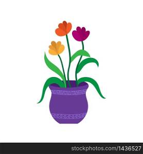 Vector color illustration of a flower. Stock illustration isolated on a white background filled in silhouette for thematic drawings and children&rsquo;s books