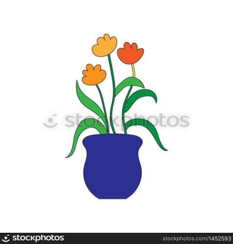 Vector color illustration of a flower. Stock illustration isolated on a white background filled in silhouette for thematic drawings and children&rsquo;s books