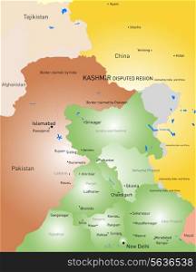 Vector color Kashmir region map