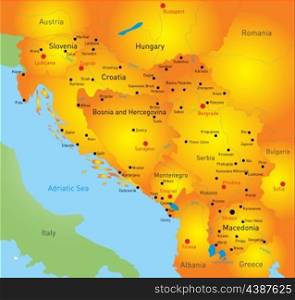Vector color map of Balkan region