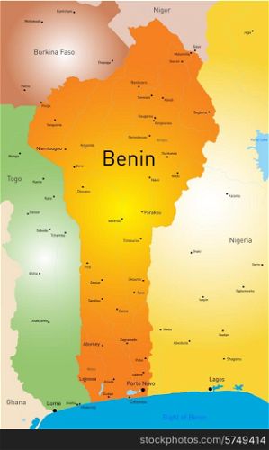 Vector color map of Benin. Benin map