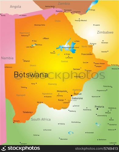 Vector color map of Botswana. Botswana