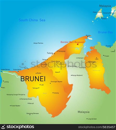 Vector color map of Brunei country