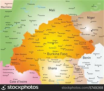 Vector color map of Burkina Faso. Burkina Faso