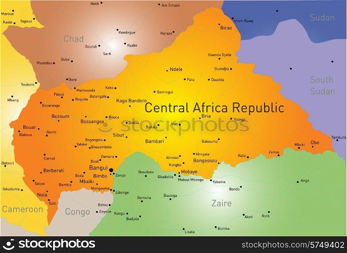 Vector color map of Central Africa Republic. Central Africa Republic