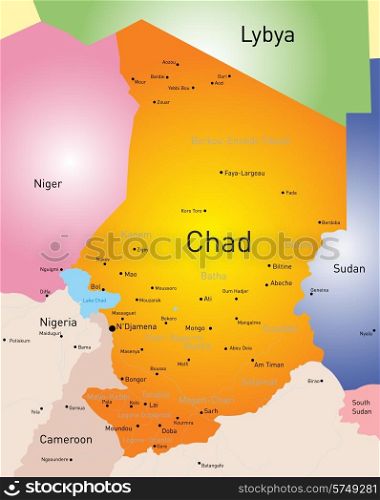 Vector color map of Chad. Chad map