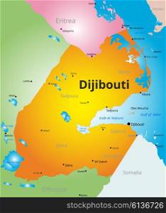 vector color map of Djibouti . vector color map of Djibouti country