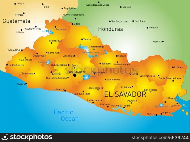 Vector color map of El Salvador country