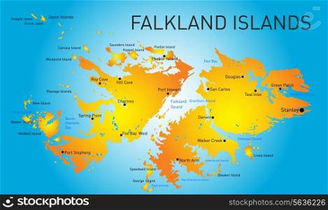 Vector color map of Falkland islands