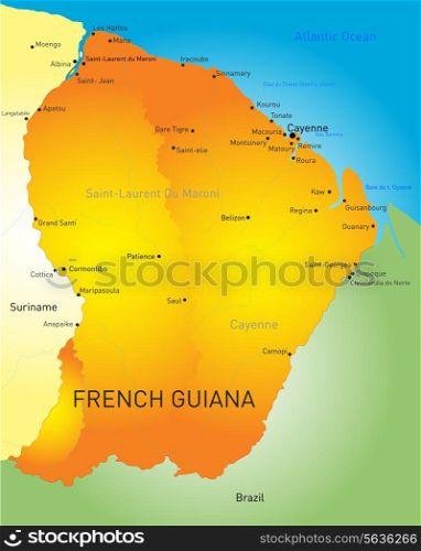 Vector color map of French Guiana country