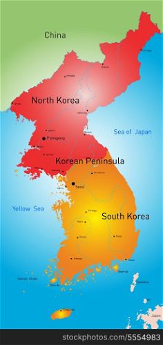 vector color map of Koreas countries