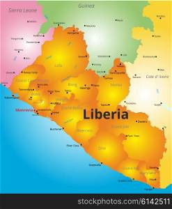 Vector color map of Liberia country. color map of Liberia country