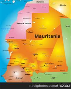 Vector color map of Mauritania country. color map of Mauritania country