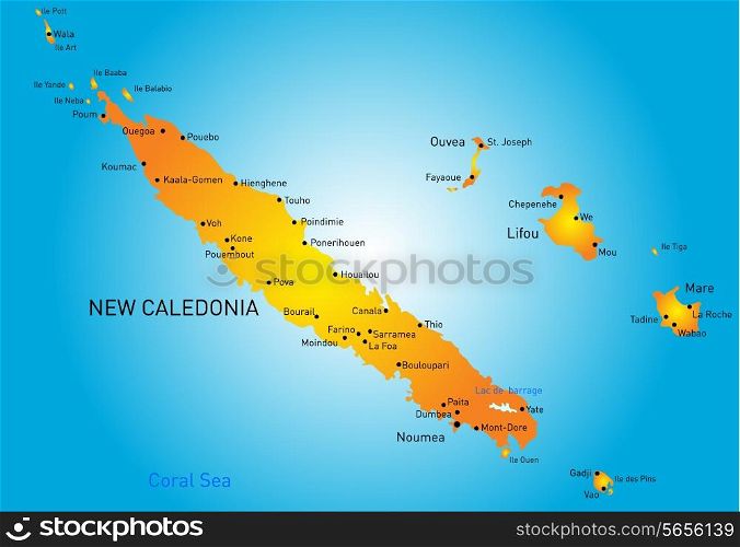 Vector color map of New Caledonia