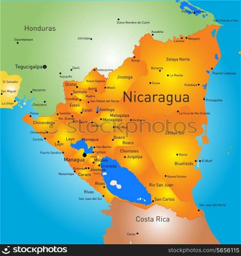 Vector color map of Nicaragua country